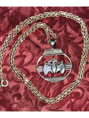 VTG .925 Silver Custom Made Blind Bat Necklace No Signature #13 of 500 Unique #t